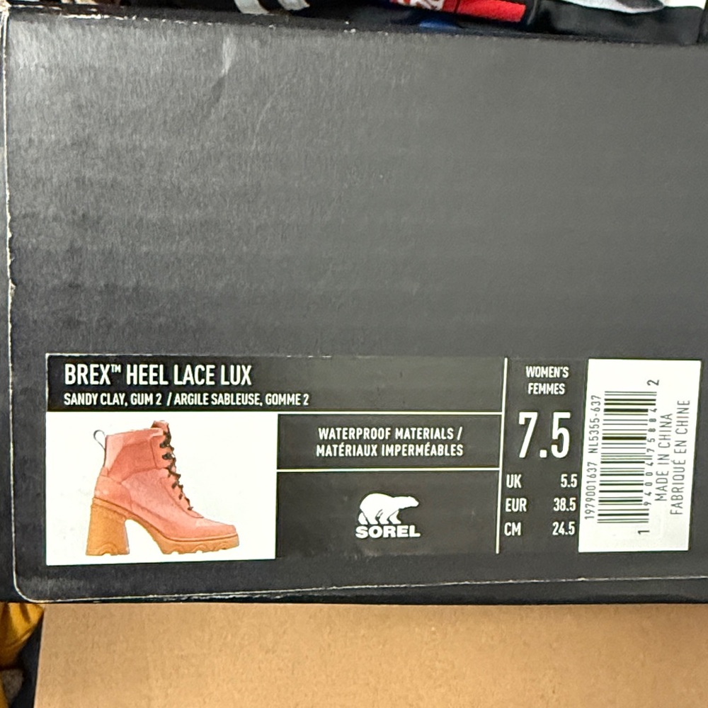 Sorel Brex Heel Lace Lux Woman's Sizes 7.5 Waterproof Rain Boot Sandy Clay - Picture 7 of 11